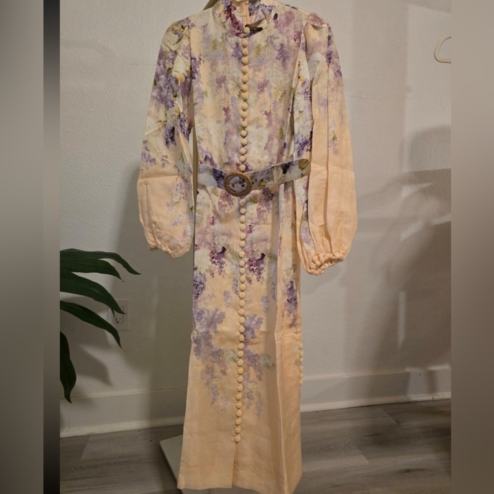 Zimmerman Floral Long Sleeve Maxi Dress with Belt